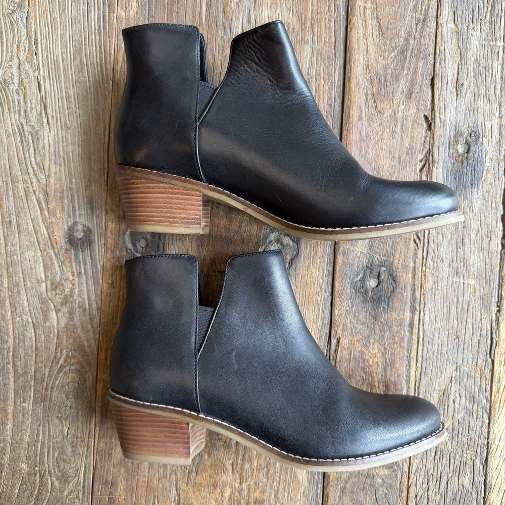 Cole Haan Abbott Boots‎ Womens 6 Black Leather Block Heel Grand Os Pull On Shoes
